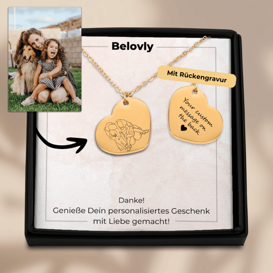 LineArtKet™ – Personalisierte Line-Art-Herz-Halskette - Belovly